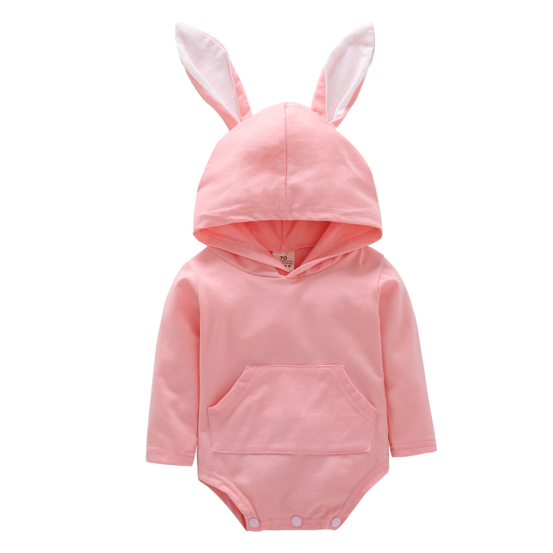 Cute Cartoon Rabbit Ears Long Sleeves Kids Baby Rompers Baby Hooded Jumpsuit