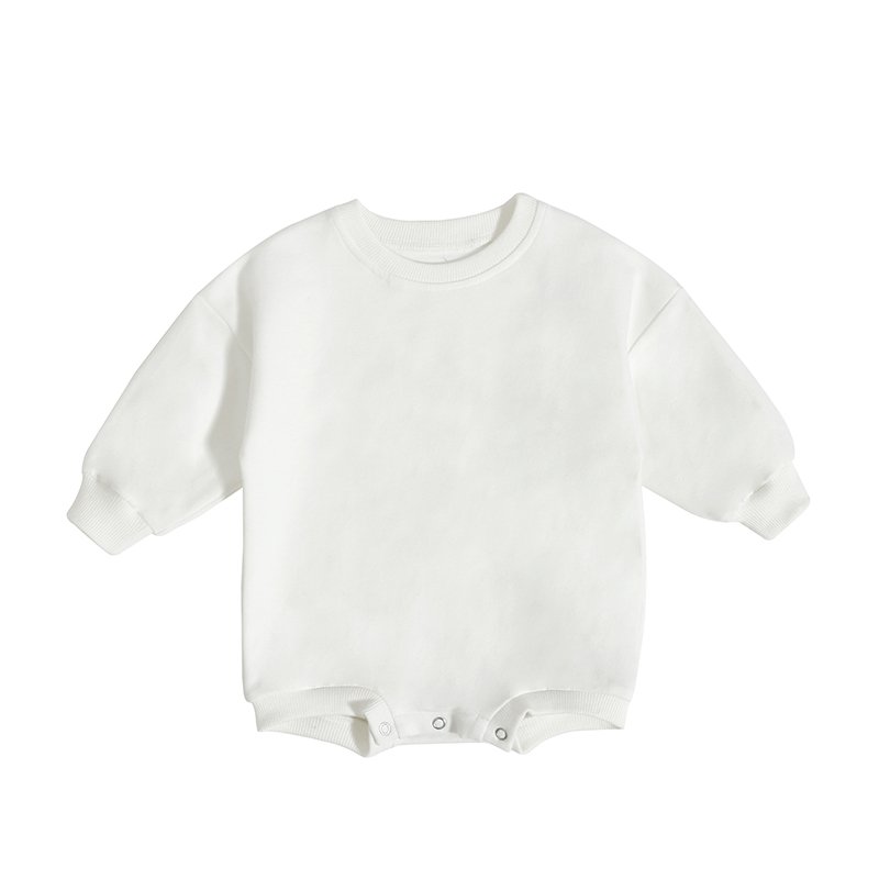 Wholesale Baby Girls Long Sleeve Clothes Solid Color Jumpers Organic French Terry Baby Rompers