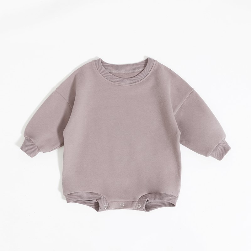 Wholesale Baby Girls Long Sleeve Clothes Solid Color Jumpers Organic French Terry Baby Rompers