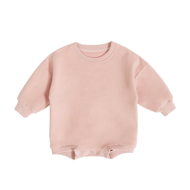 Wholesale Baby Girls Long Sleeve Clothes Solid Color Jumpers Organic French Terry Baby Rompers