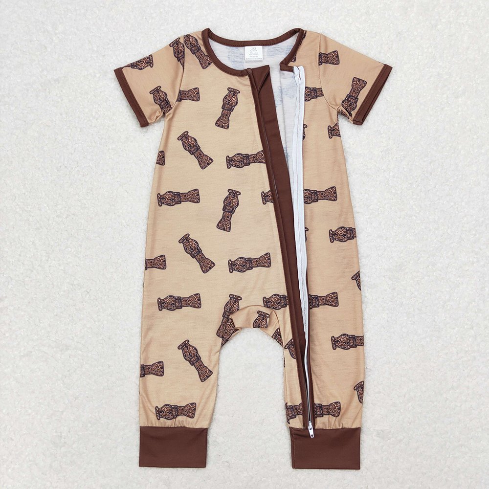 RTS Baby Toddler Newborn Infants Boys Short Sleeve Bamboo Zippy Duck Call Camo Children Boutique Zip Closure Rompers
