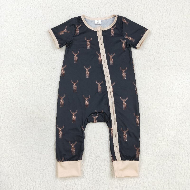 RTS Baby Toddler Newborn Infants Boys Short Sleeve Bamboo Zippy Duck Call Camo Children Boutique Zip Closure Rompers