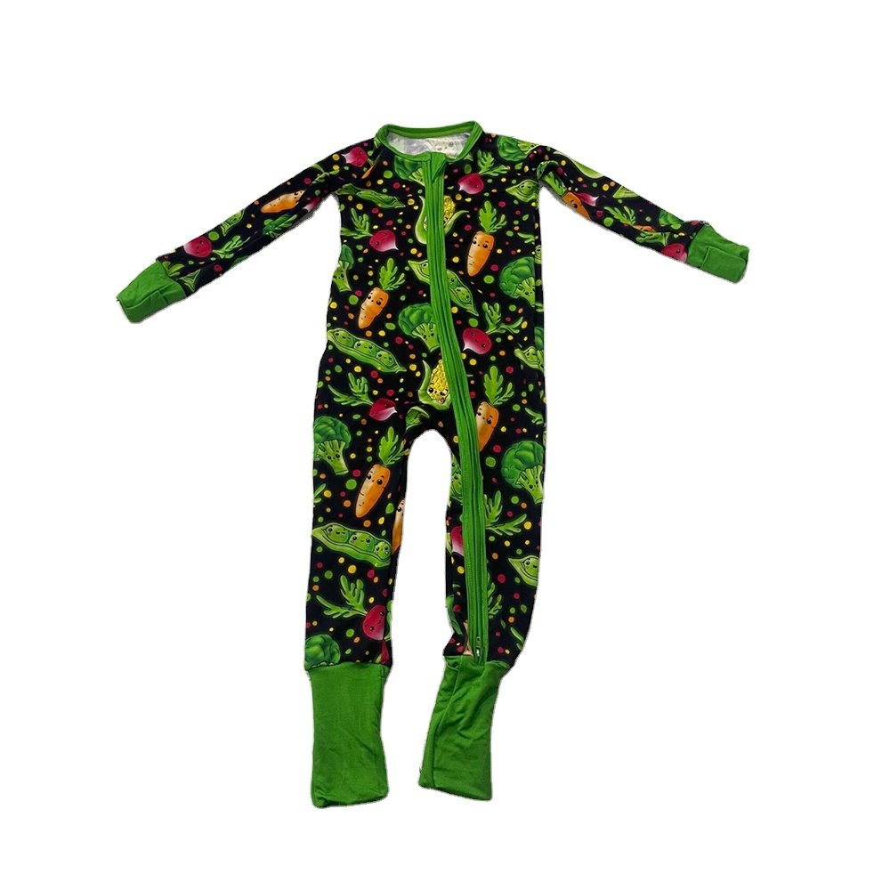 No Moq Ready To Ship High Quality Bamboo Fiber Pajamas Zip Baby Romper Breathable Baby Clothes Cute