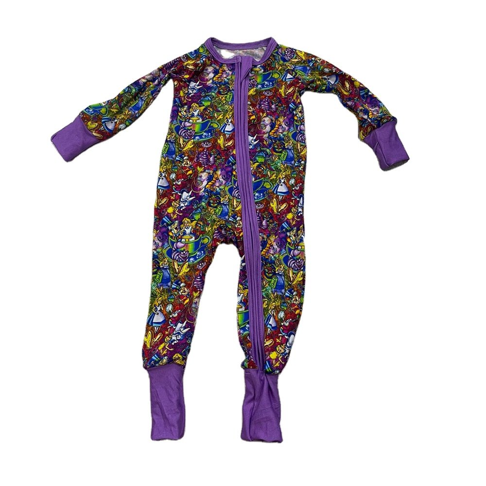 No Moq Ready To Ship High Quality Bamboo Fiber Pajamas Zip Baby Romper Breathable Baby Clothes Cute
