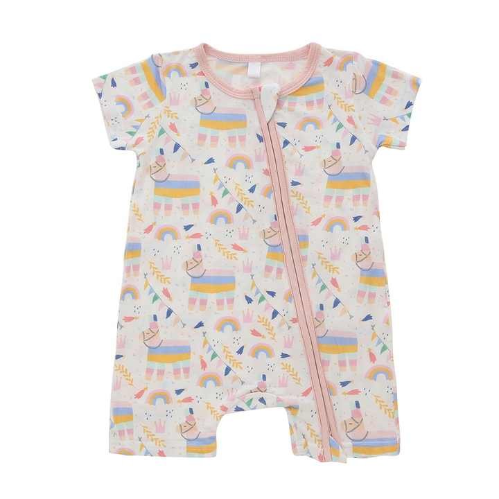 Hot Sale Bamboo Fiber 100% Cotton Baby Clothes One-Piece Solid Custom Printed Boys Girls Summer Short Sleeve Zipper Baby Rompers