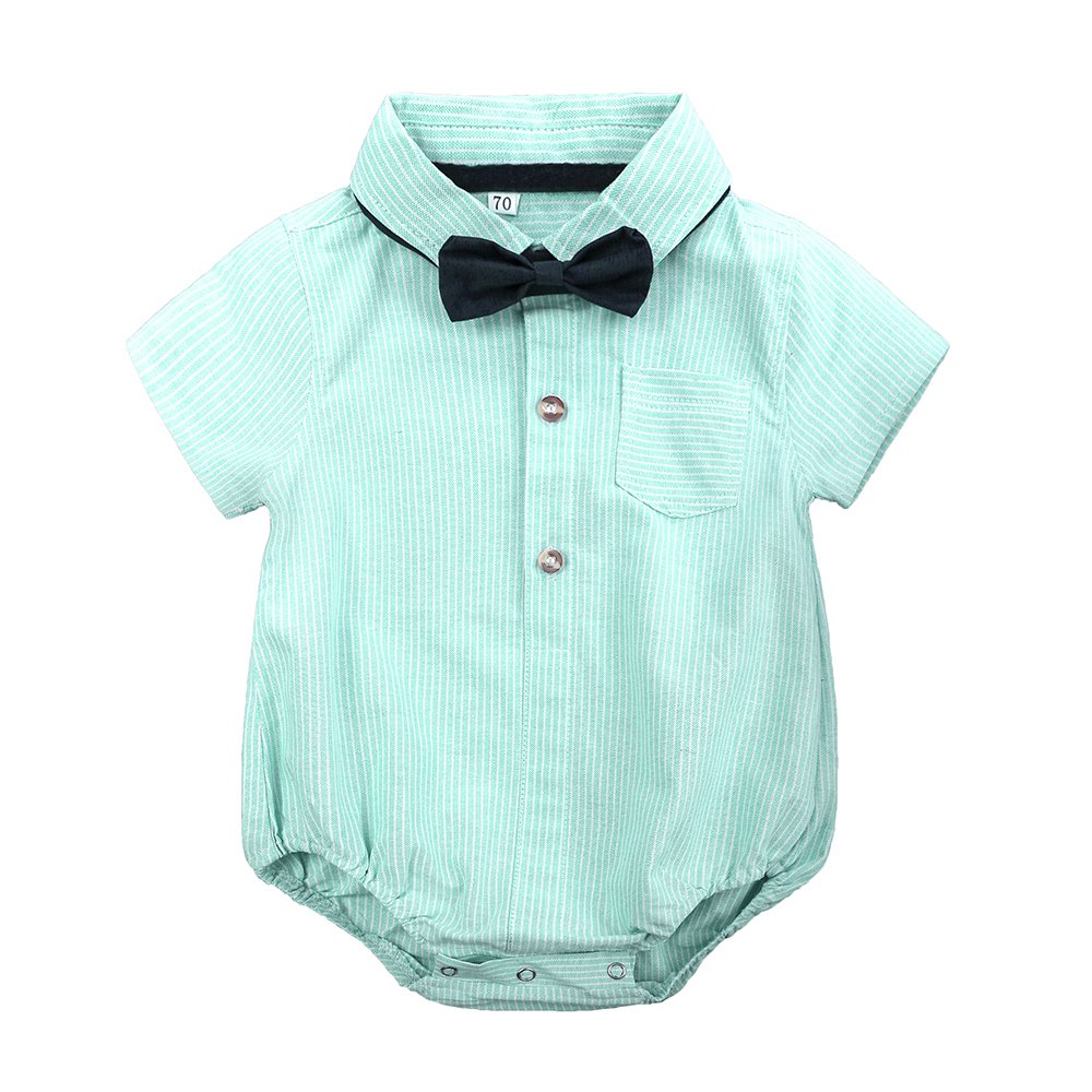Baby rompers wholesale summer solid baby suit gentleman cotton toddler boys clothing sets