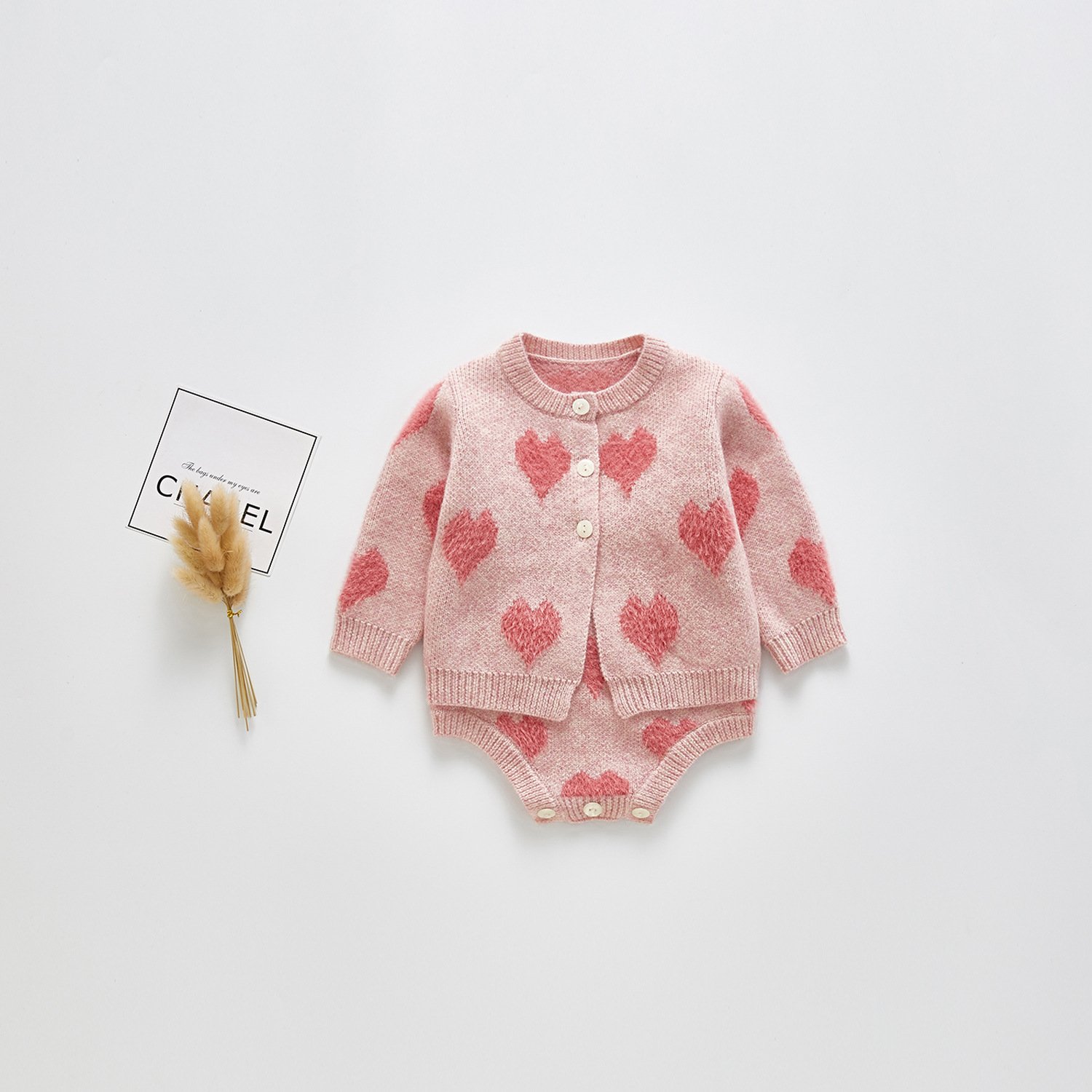 Infant and toddler clothes baby romper heart-shaped coat suspenders baby girl sweet two-piece baby suit