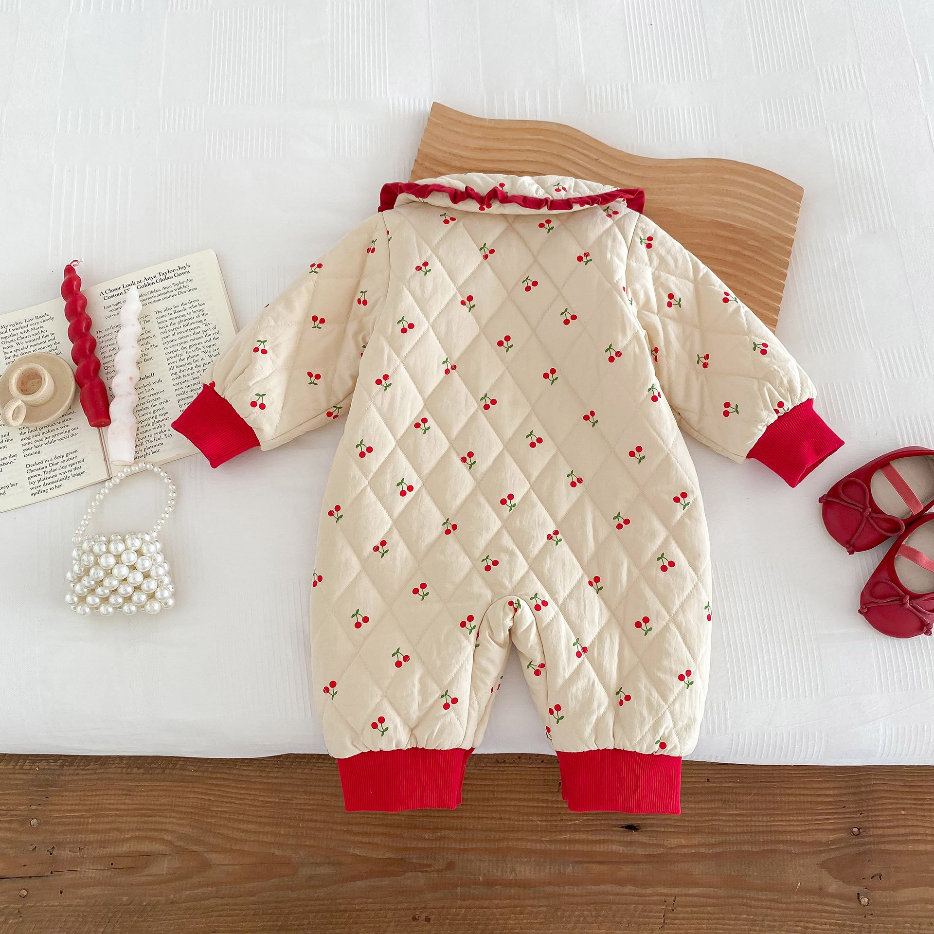 Wholesale 2024 Winter Baby Clothing Sweet Style Printed Long Sleeve Cotton Baby Rompers