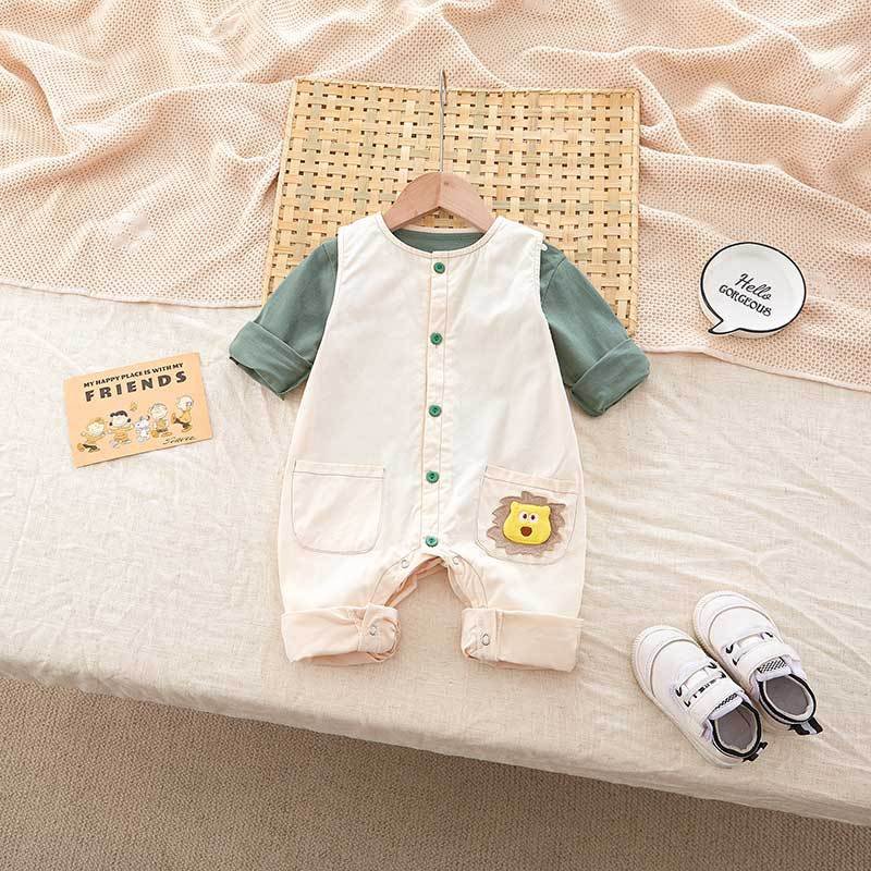 Solid Color Long Sleeved Round Neck T-Shirt Shoulder Pants Jumpsuit Two-Piece Set For New Born Baby Clothes Sets 0-3 Months