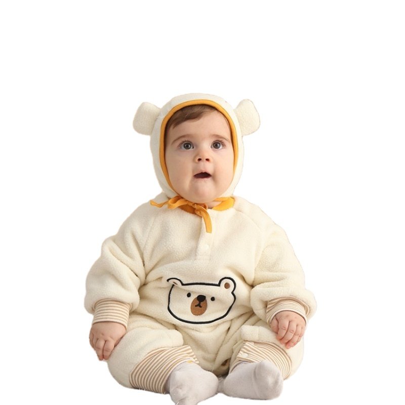 Fall Little Bear Baby Newborn Romper Hat Buttons Baby Two Piece Set Clothing 4 Styles Long Sleeves Lovely Pajamas Baby