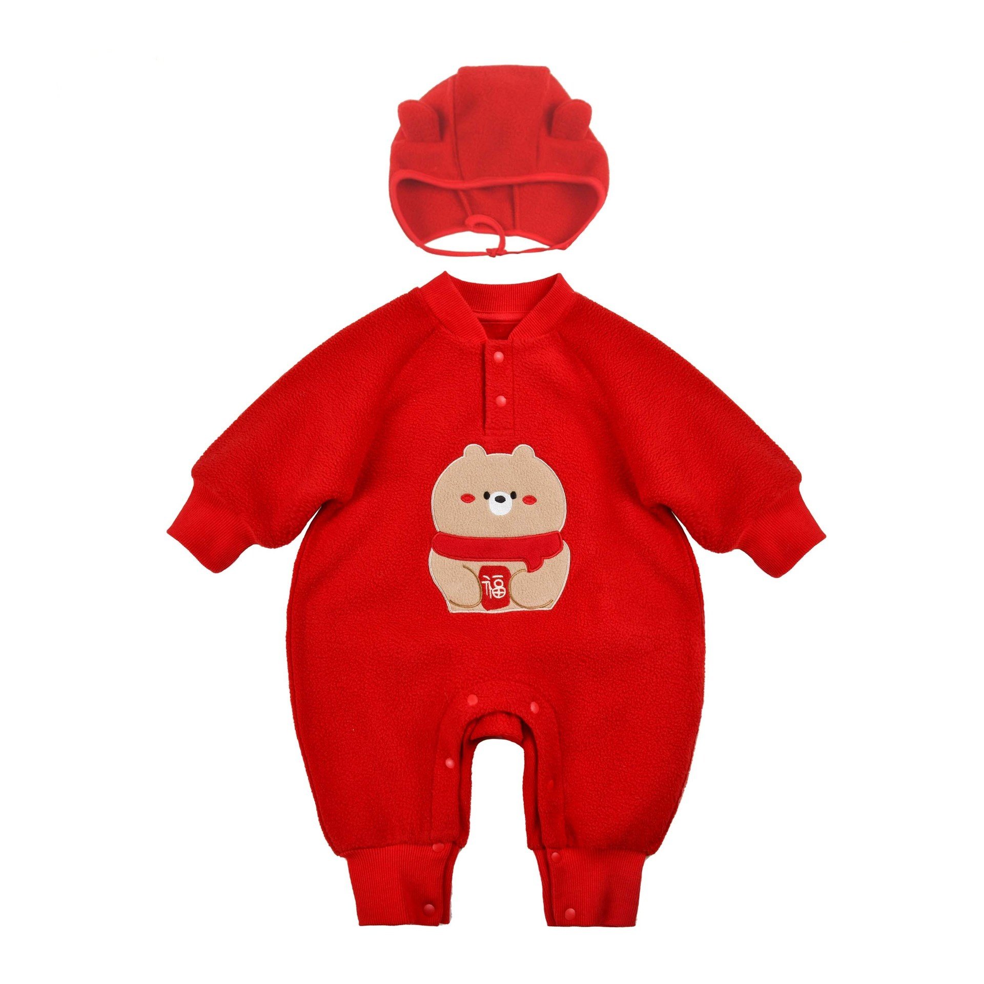 Fall Little Bear Baby Newborn Romper Hat Buttons Baby Two Piece Set Clothing 4 Styles Long Sleeves Lovely Pajamas Baby