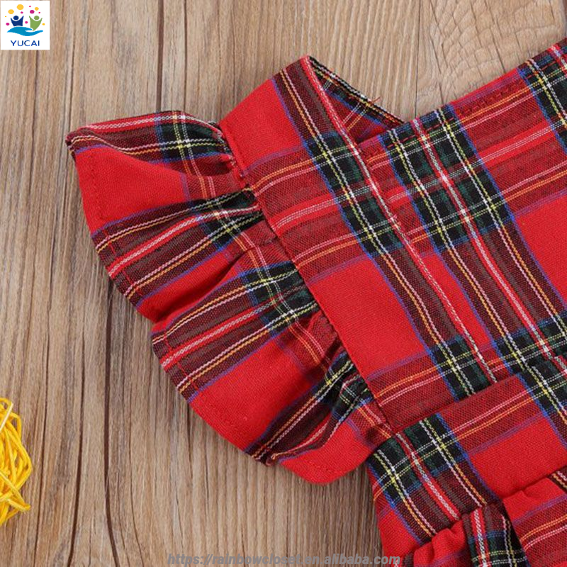 Red Gingham Skirt Romper Infants Toddlers New Born Baby Clothes 0-2 Years Spring Outfit Baby Girls Christmas Clothes Fabric 2T