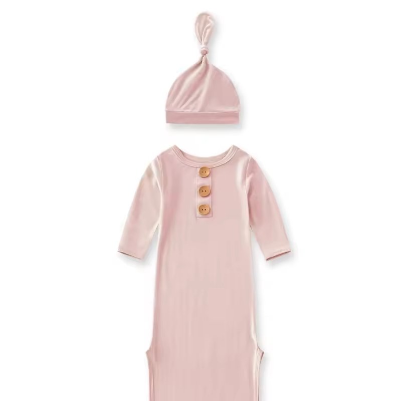 Wholesale Soft Solid Baby Knotted Gown Bamboo Knotted Baby Rompers Clothes Sleepwear Rompers
