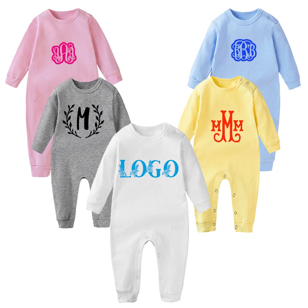 Custom logo winter new born baby clothes 100% combed cotton long sleeve cotton baby bodysuit snaps crotch blank baby rompers