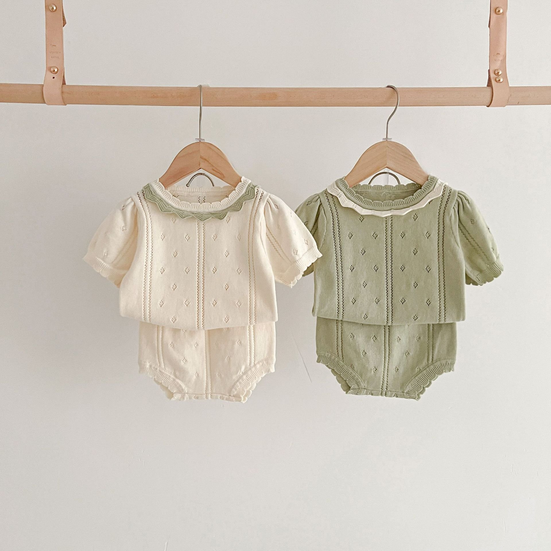 Custom Logo Newborn Baby Knitted Unisex Romper Kids O-neck Sweater Cardigan Infant 100% Cotton Knit Sweater Set