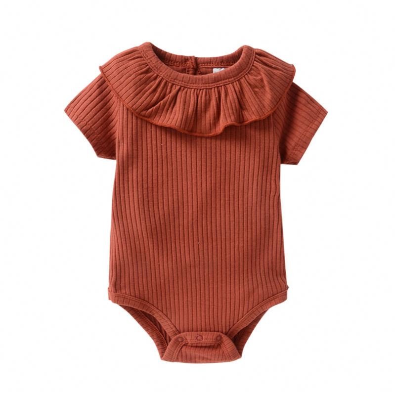 Cotton Girl Solid One Piece Jumpsuit Sleeveless Summer Baby Rompers Wholesale