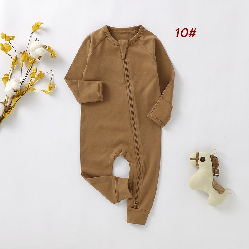 lovely style white blank sleeve mitten organic cotton zipper sleepwear bodysuit baby rompers