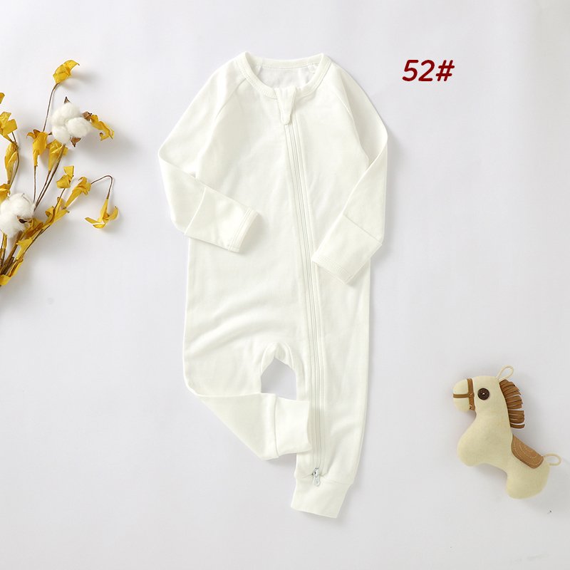 lovely style white blank sleeve mitten organic cotton zipper sleepwear bodysuit baby rompers