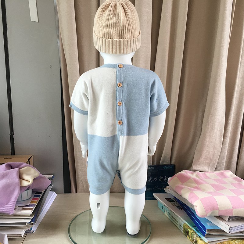 Custom 100% Organic Cotton Newborn Knitted Bodysuit Baby Rompers For Summer