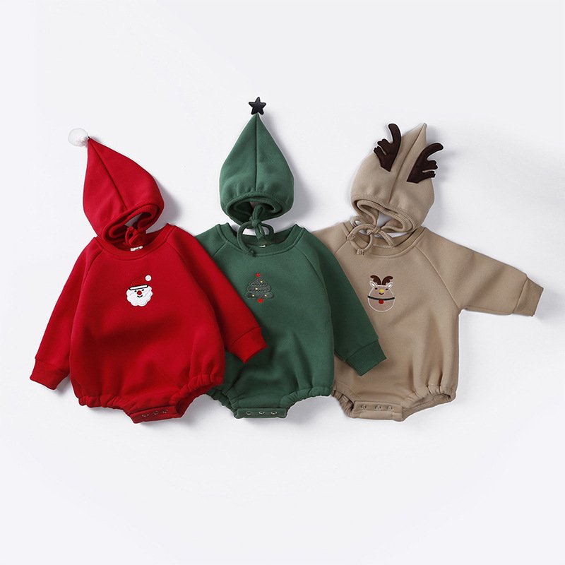Hot Sale Autumn Long Sleeve Cotton Baby Rompers With Hat Cute Bear Baby Rompers Boy
