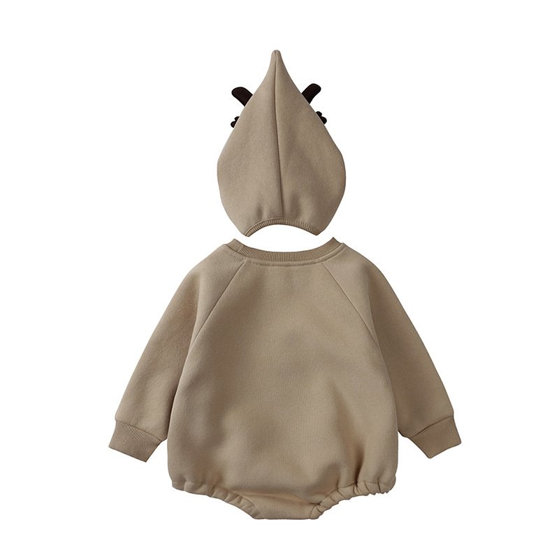 Hot Sale Autumn Long Sleeve Cotton Baby Rompers With Hat Cute Bear Baby Rompers Boy