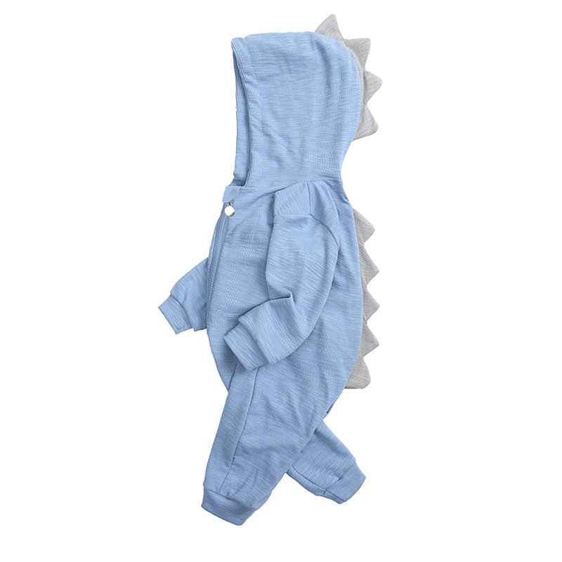 New Hot Selling Dinosaur Hooded Baby Jumpsuit Romper Long Sleeved Cotton Baby Boy Gilr Clothes Zip Up Baby Romper Wholesale