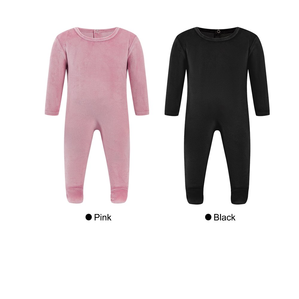 Custom Velvet Baby Romper Solid Color Shoulder Button Long Sleeve Romper Winter Soft Cotton Plain Babi Romper