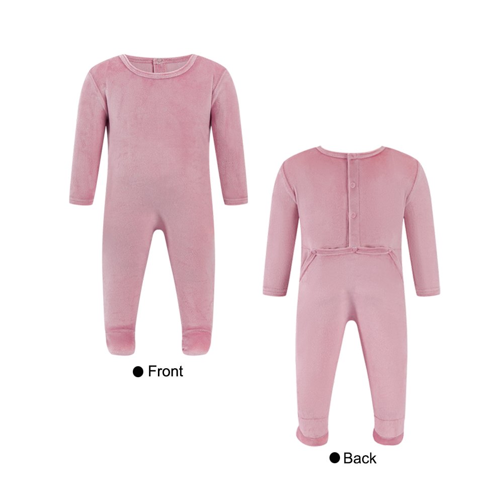Custom Velvet Baby Romper Solid Color Shoulder Button Long Sleeve Romper Winter Soft Cotton Plain Babi Romper
