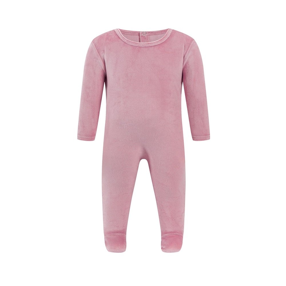 Custom Velvet Baby Romper Solid Color Shoulder Button Long Sleeve Romper Winter Soft Cotton Plain Babi Romper