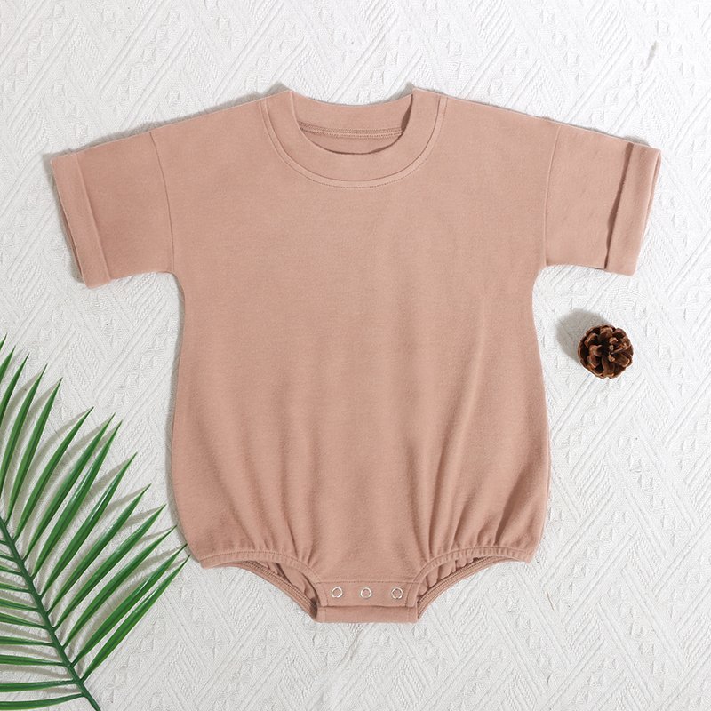 Wholesale High Quality Organic Cotton Customized Comfortable Solid Color Short Sleeve Organic Cotton Baby Romper