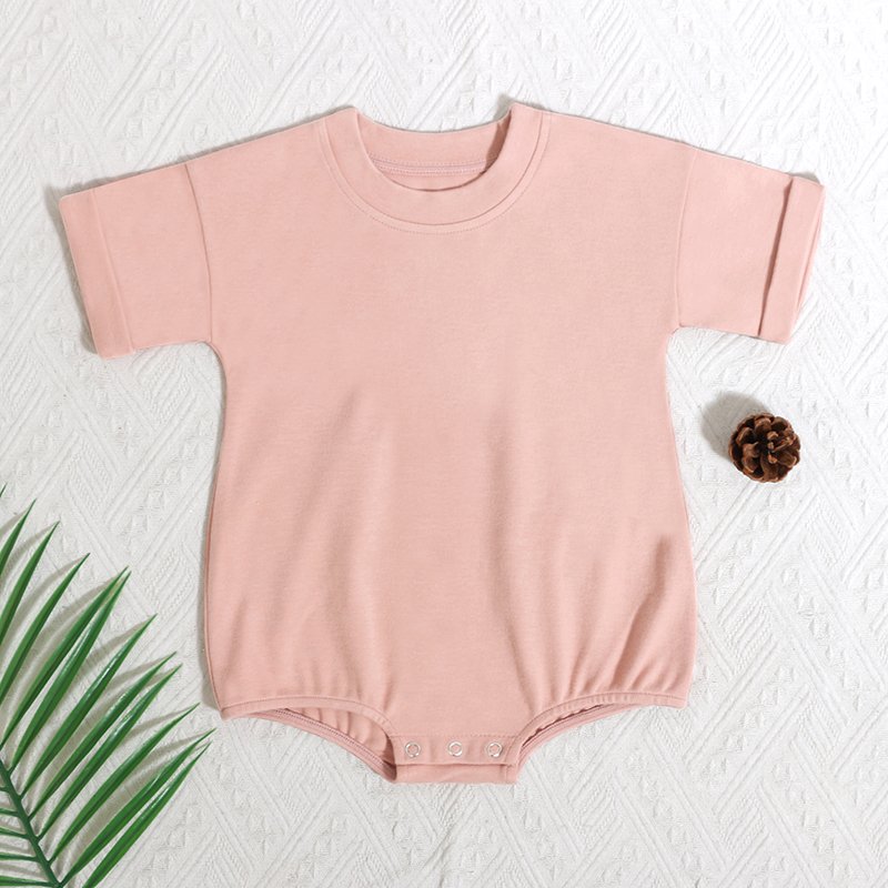 Wholesale High Quality Organic Cotton Customized Comfortable Solid Color Short Sleeve Organic Cotton Baby Romper