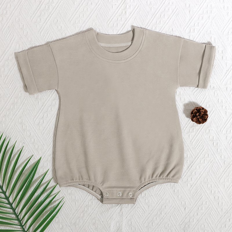 Wholesale High Quality Organic Cotton Customized Comfortable Solid Color Short Sleeve Organic Cotton Baby Romper