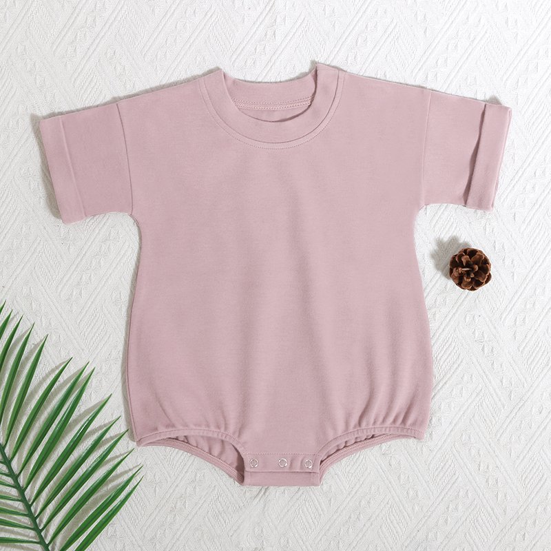 Wholesale High Quality Organic Cotton Customized Comfortable Solid Color Short Sleeve Organic Cotton Baby Romper
