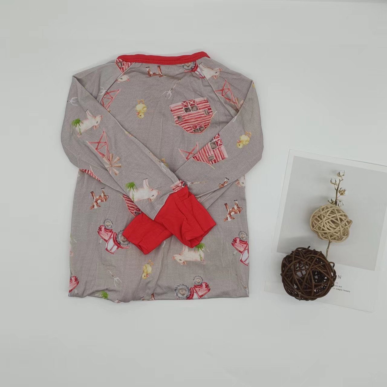 high quality cute little pasture custom printed double zipper customized child romper