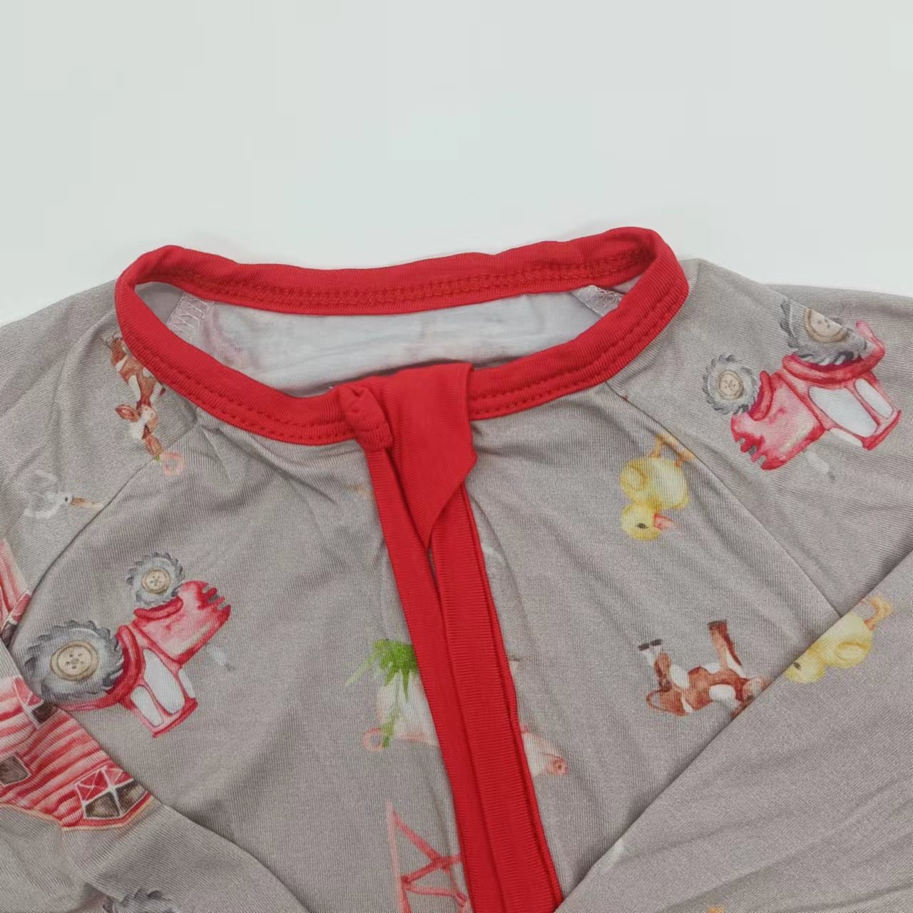 high quality cute little pasture custom printed double zipper customized child romper