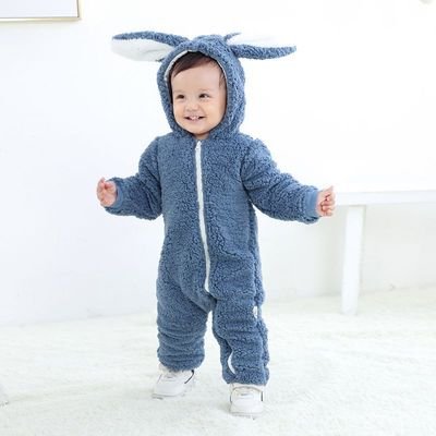 YUELI Toddlers rabbit ears cotton jumpsuit newborn bunny ear long sleeves hooded play suit clothes pullover rompers baby romper