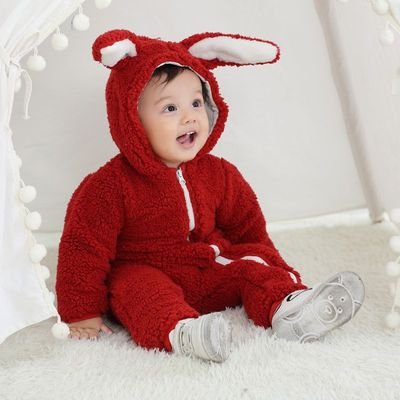 YUELI Toddlers rabbit ears cotton jumpsuit newborn bunny ear long sleeves hooded play suit clothes pullover rompers baby romper