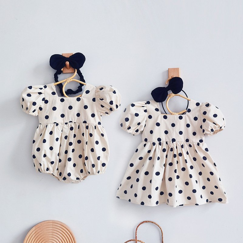 kid clothes wholesale baby girl clothes kids clothing girls vintage dots design baby rompers and baby dress girls