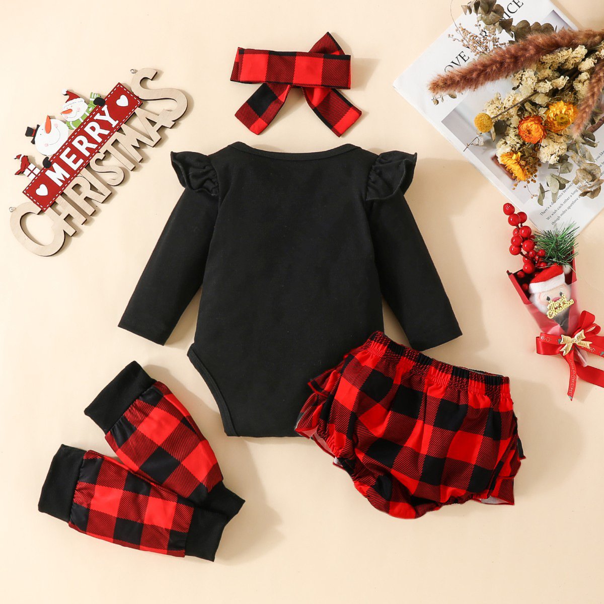 Infant Christmas Baby Clothes Long Sleeve Romper Cute Elk My 1st First Christmas Baby Girls Outfit