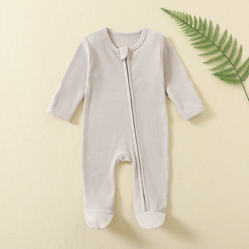New born baby clothes 100%cotton waffle long sleeve romper with footie newborn baby rompers