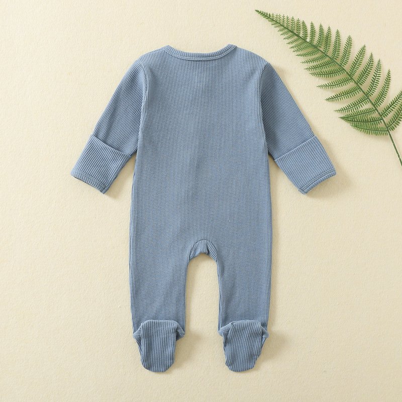 New born baby clothes 100%cotton waffle long sleeve romper with footie newborn baby rompers