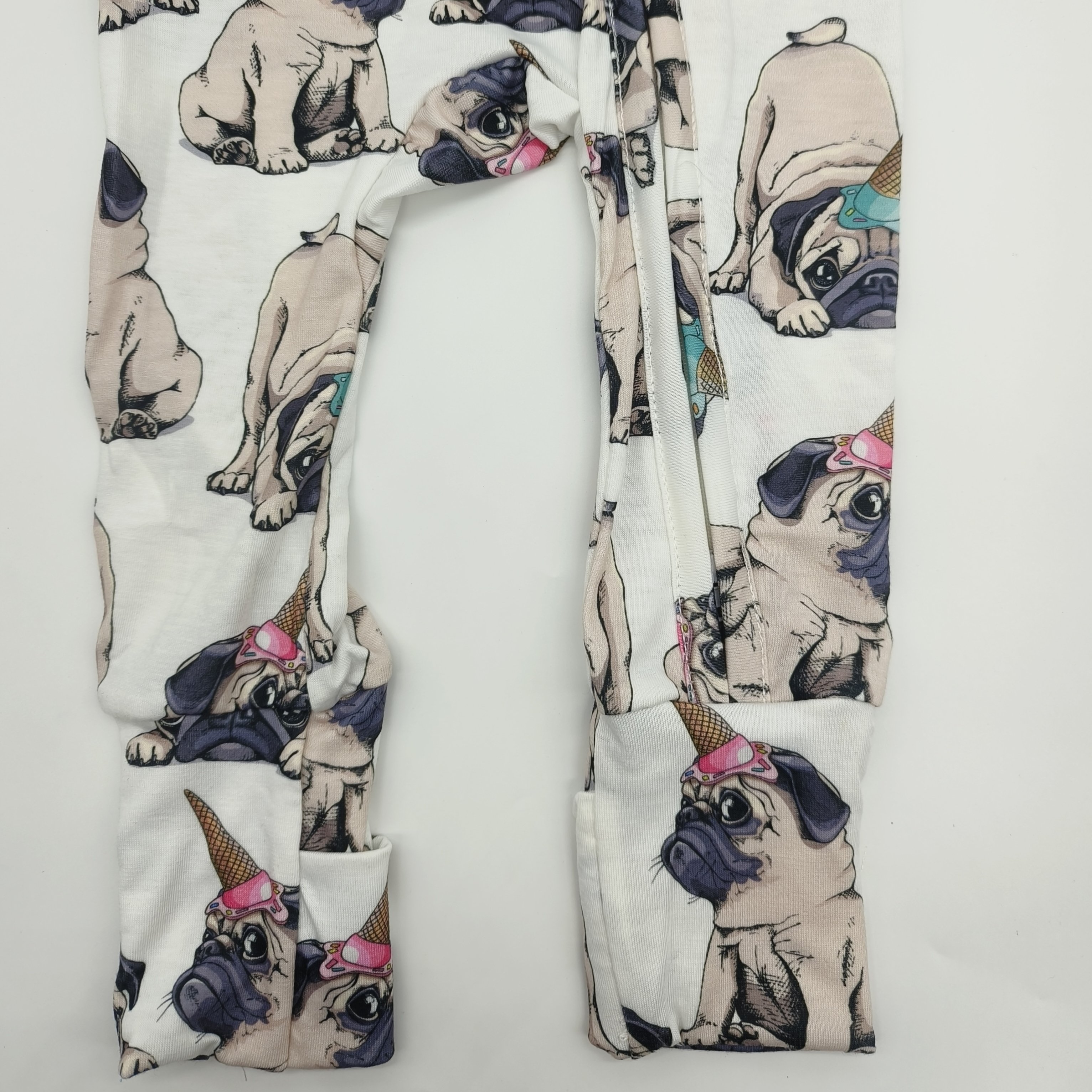 fashionable puppy printed baby romper ready to ship long sleeve baby pajamas with YKK zippers