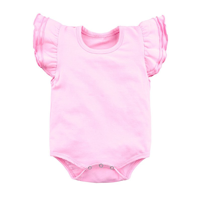 Wholesale Children Baby Premature Clothes Plain Flutter Baby Rompers Cute Flutter Sleeves Romper baby girl clothes 0-3 months