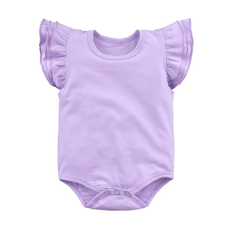 Wholesale Children Baby Premature Clothes Plain Flutter Baby Rompers Cute Flutter Sleeves Romper baby girl clothes 0-3 months