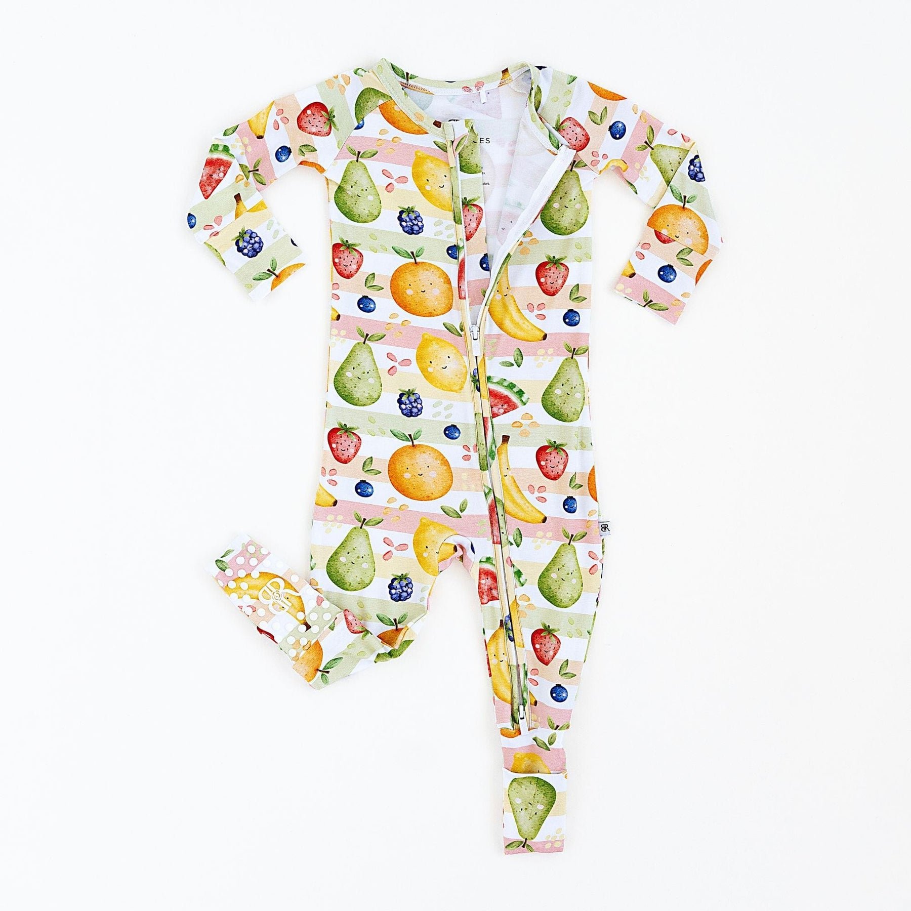 Autumn Kids Pajamas Doughnut Pattern Bamboo Viscose Cotton and Spandex Long Sleeve Baby Romper with Zipper