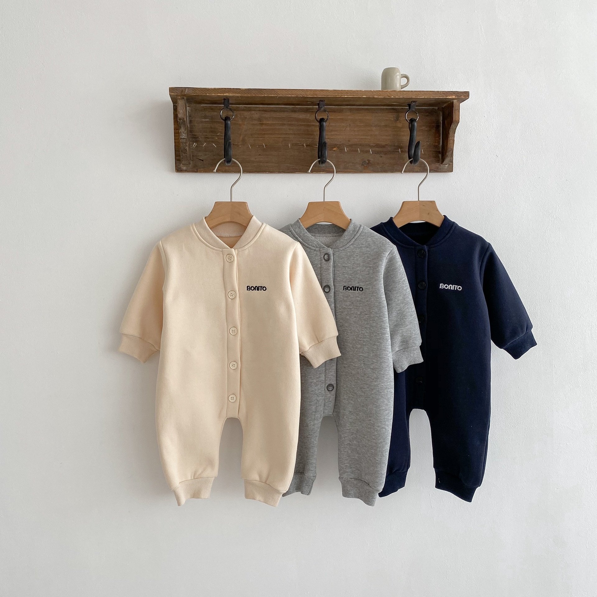 girls bubble romper sweatshirt New clothes thickened winter baby solid color jumpsuits climbing suit plus fleece baby romper
