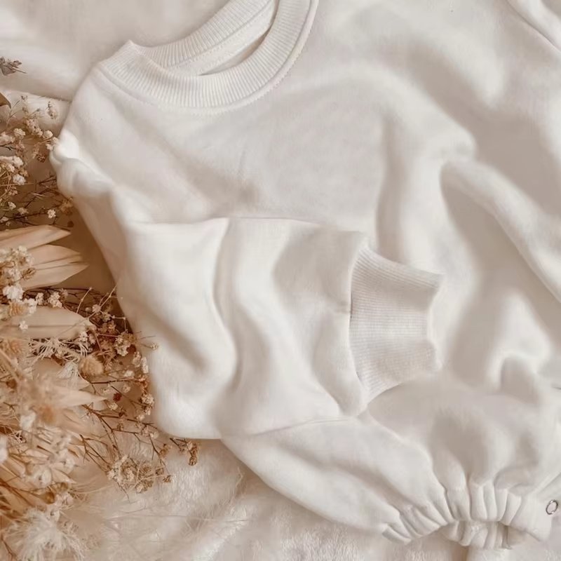 Monogram white winter Embroidered Sweater Onesie Custom Baby Romper Toddler Sweatshirt sets
