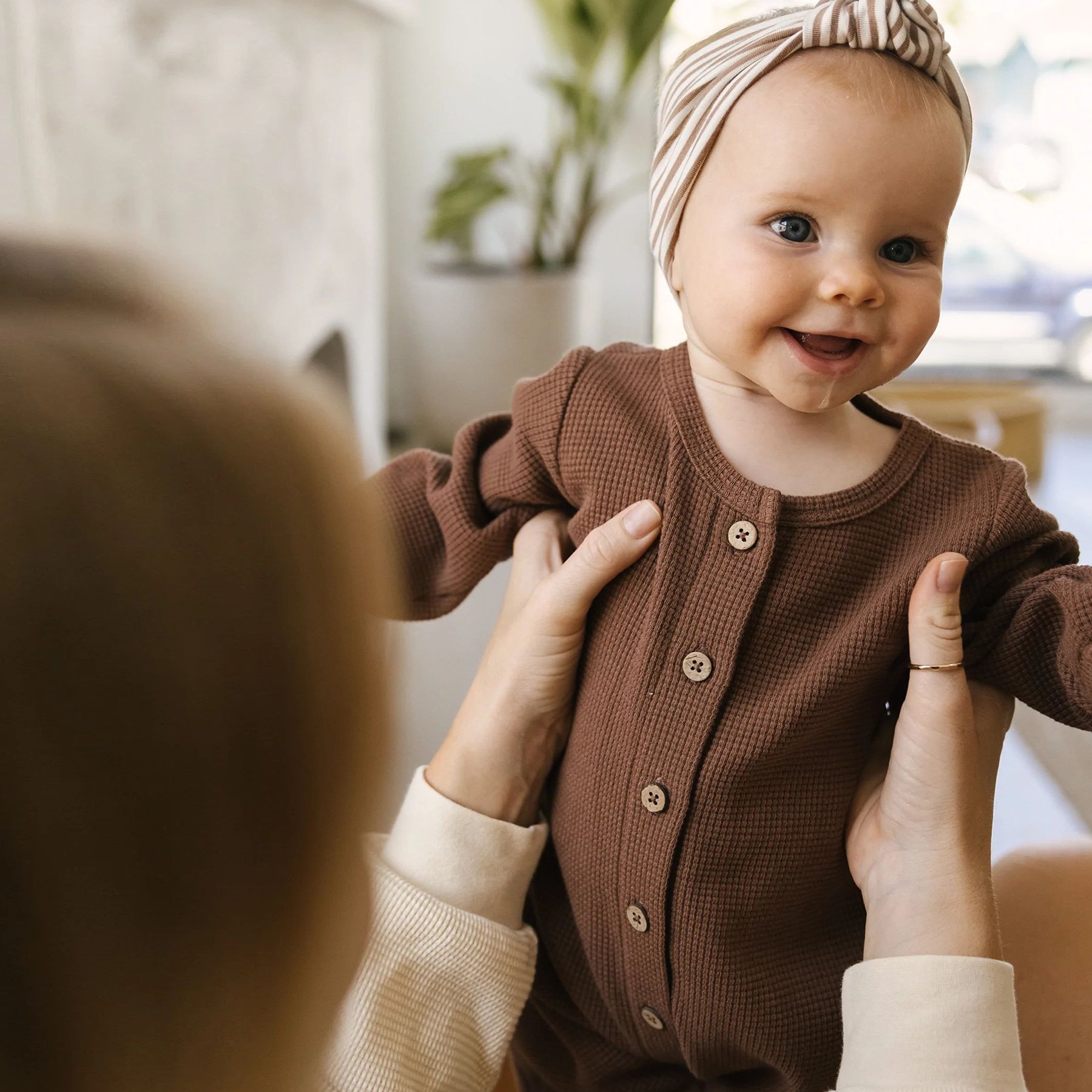 Customized Bamboo Cotton Unisex Babies Romper Button Close Newborn Waffle Jumpsuit Soft Long Sleeve Baby Clothes