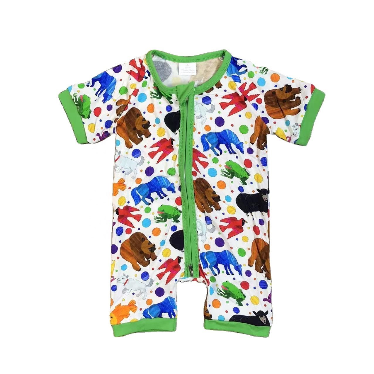 RTS Hot Sale Kids Clothing Baby Jumpsuit mouse biscuit zippered fall-proof romper baby rompers