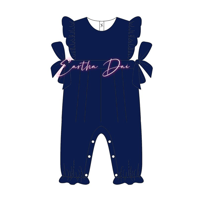monogram corduroy overalls baby girl long romper Christmas red bow flutter sleeve toddler girls clothing sets